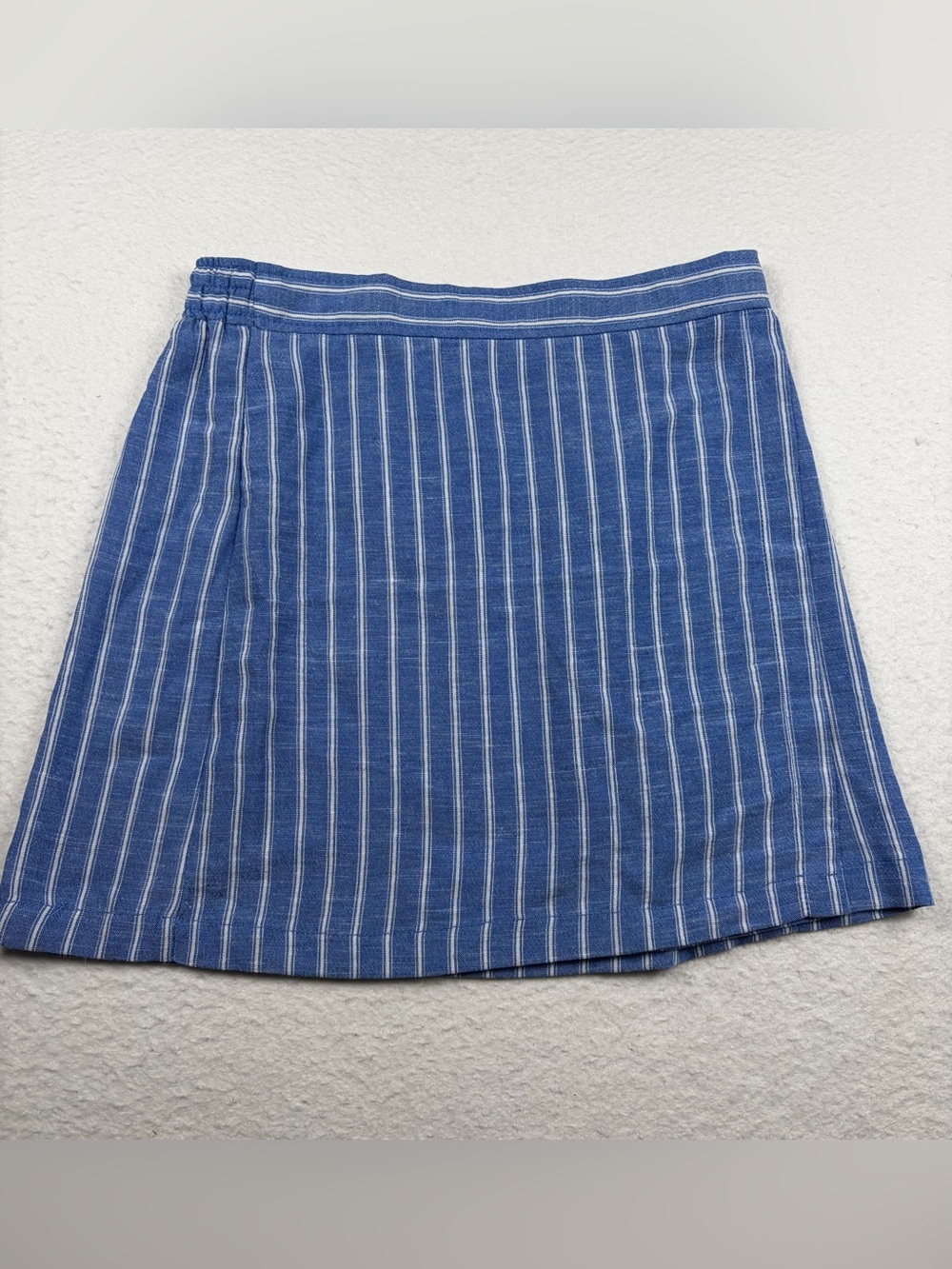 Max Studio London Blue White Striped Wrap Mini Skirt Size M BLUWT143 NEW